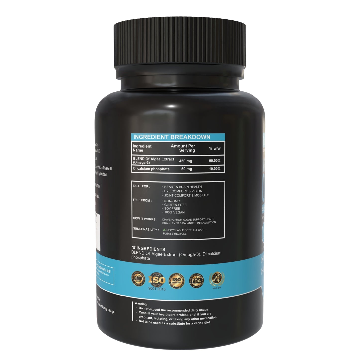 Vegan Omega-3 Veg Capsules 500 mg – Plant-Based Heart Support