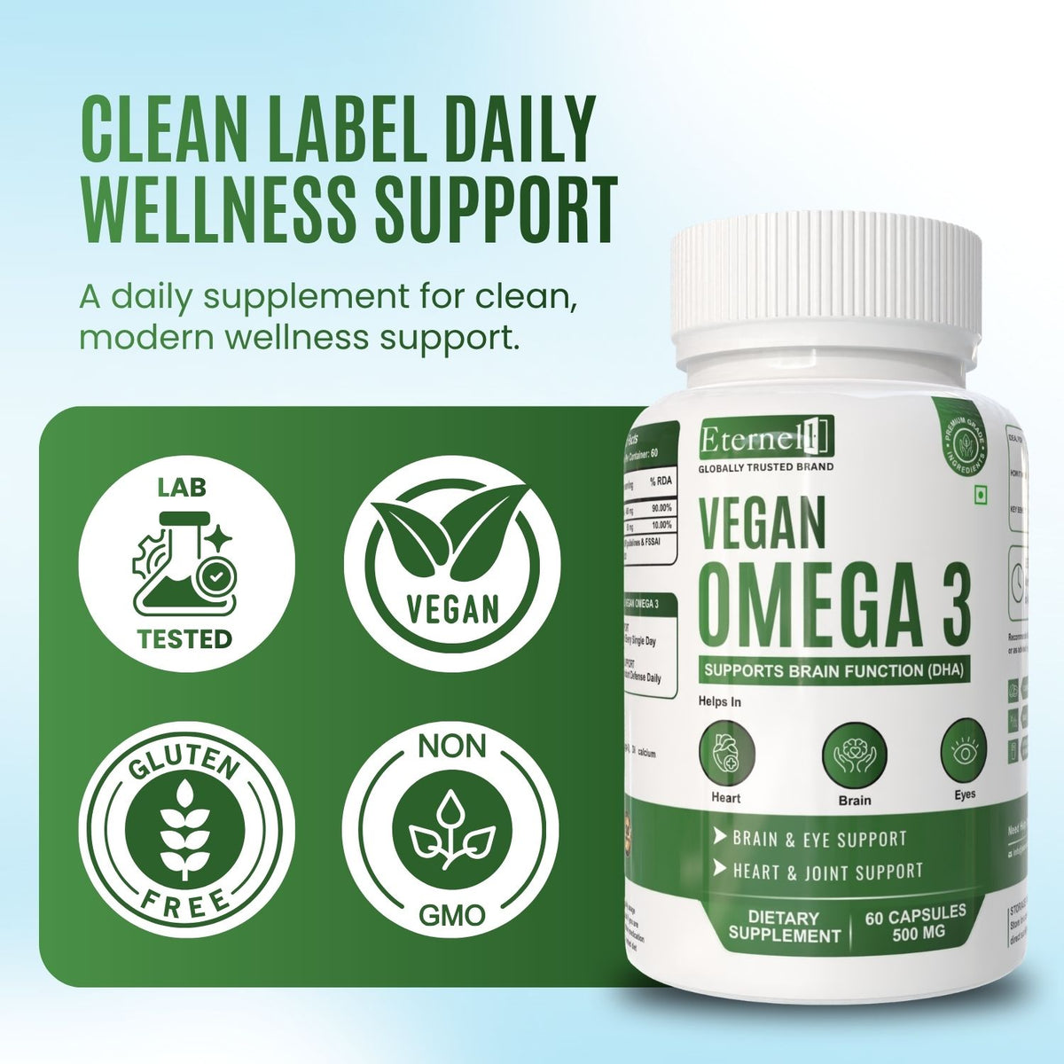 Vegan Omega-3 Veg Capsules 500 mg – Plant-Based Heart Support