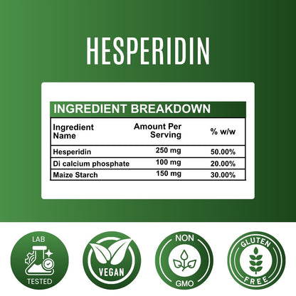 Hesperidin Capsules 500 mg – Circulation & Heart Health Support