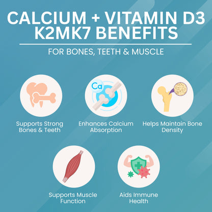 Calcium + Vitamin D3 K2 MK-7 Tablet – 500 mg
