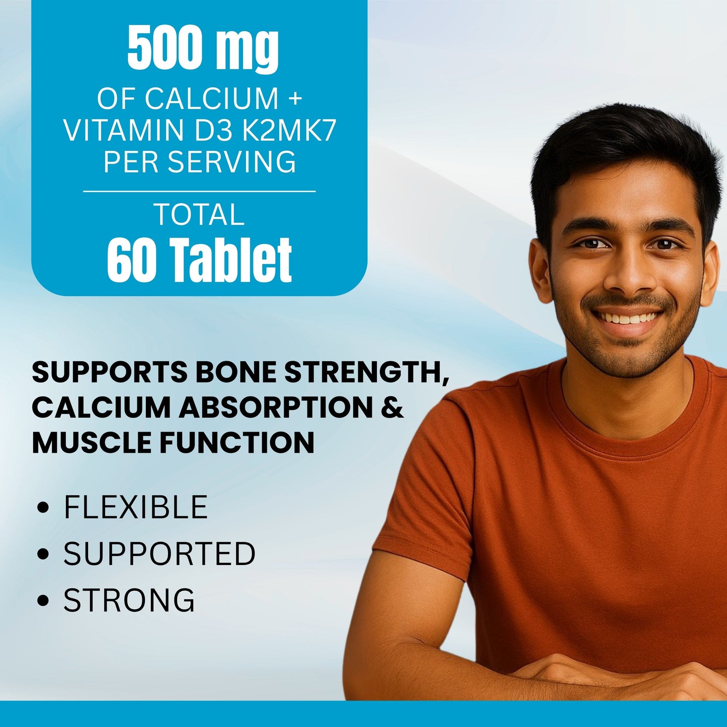 Calcium + Vitamin D3 K2 MK-7 Tablet – 500 mg