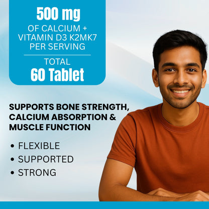 Calcium + Vitamin D3 K2 MK-7 Tablet – 500 mg