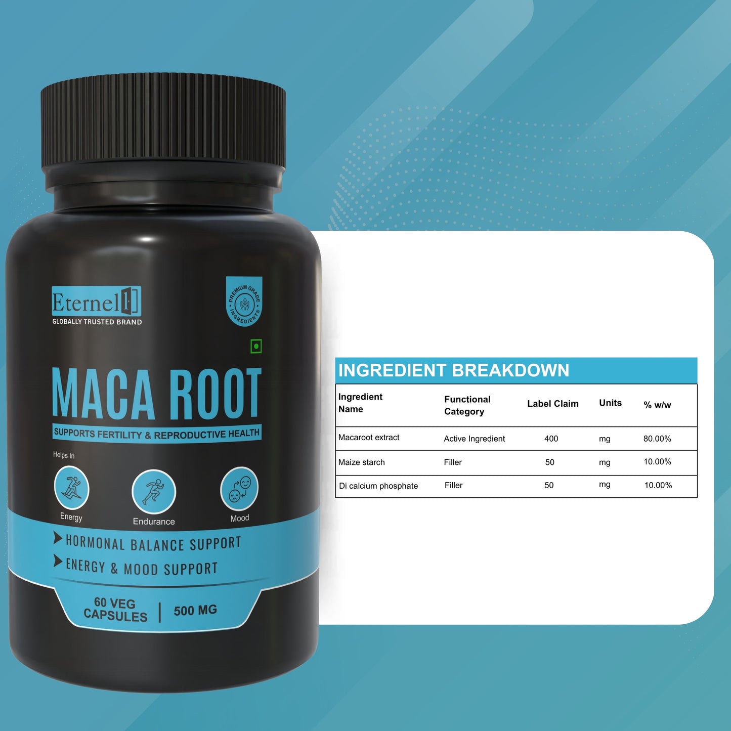 Maca Root Extract 500 mg – Energy & Hormonal Support