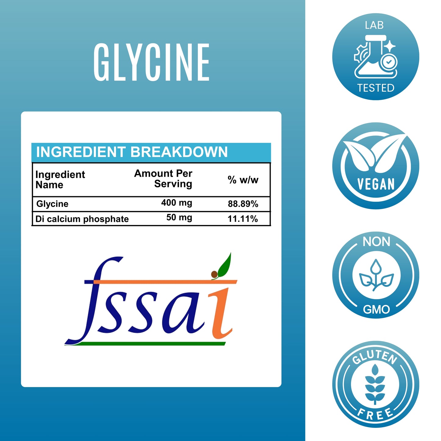 Glycine Capsules 450 mg – Sleep & Recovery Support