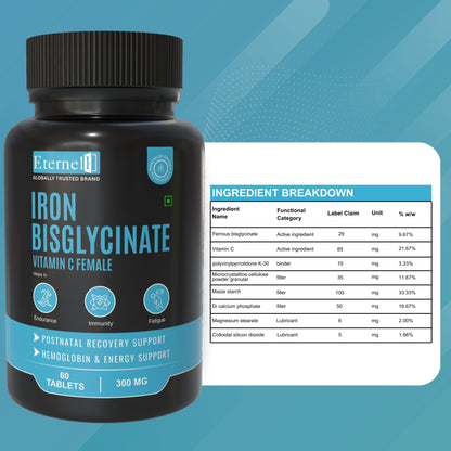Iron Bisglycinate (Female) 300 mg – Women’s Iron Support