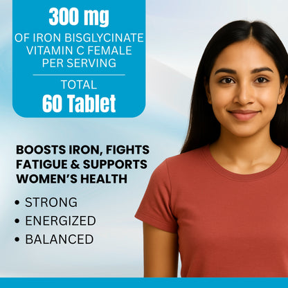 Iron Bisglycinate (Female) 300 mg – Women’s Iron Support