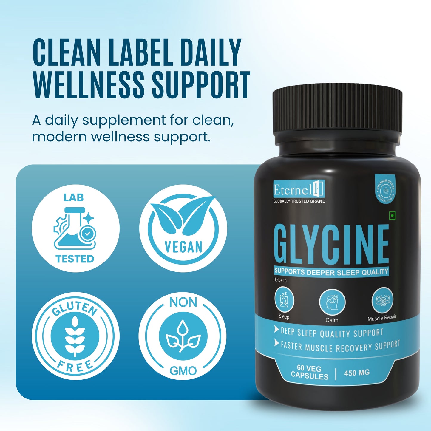 Glycine Capsules 450 mg – Sleep & Recovery Support