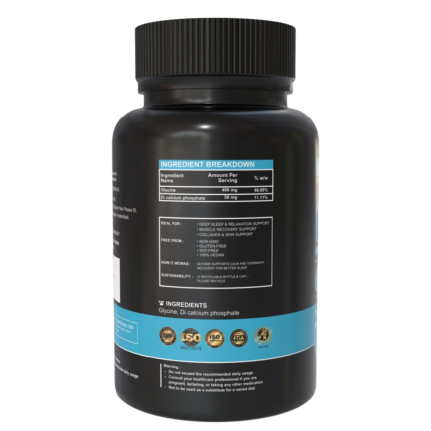 Glycine Capsules 450 mg – Sleep & Recovery Support