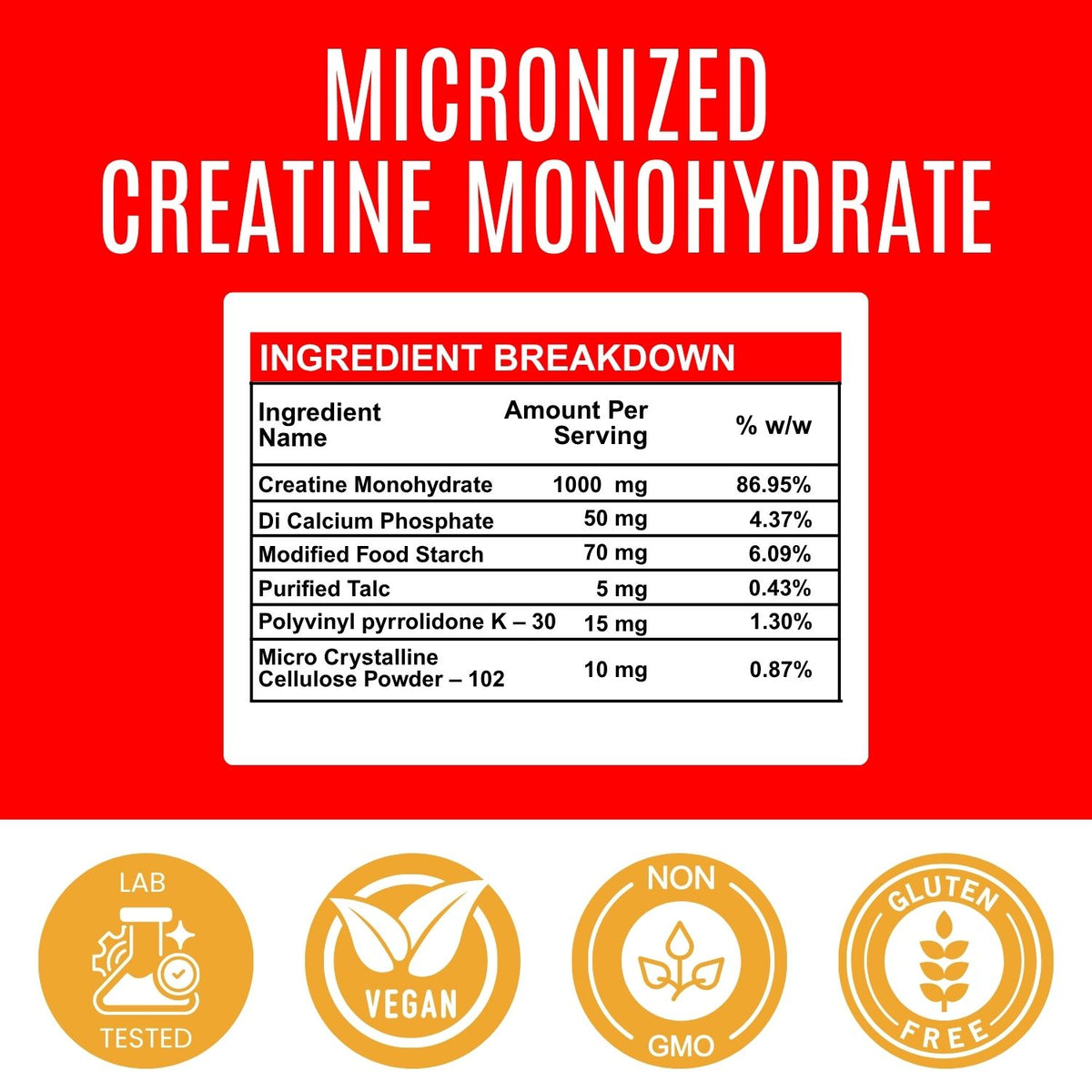 Creatine Monohydrate Powder - 300 g Strength & Performance Boost