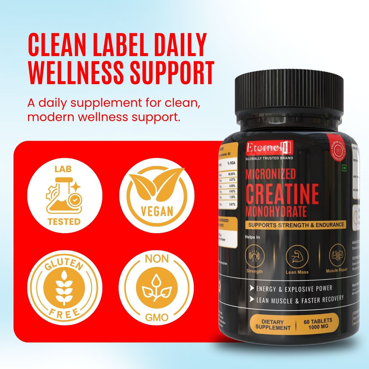 Creatine Monohydrate Powder - 300 g Strength & Performance Boost