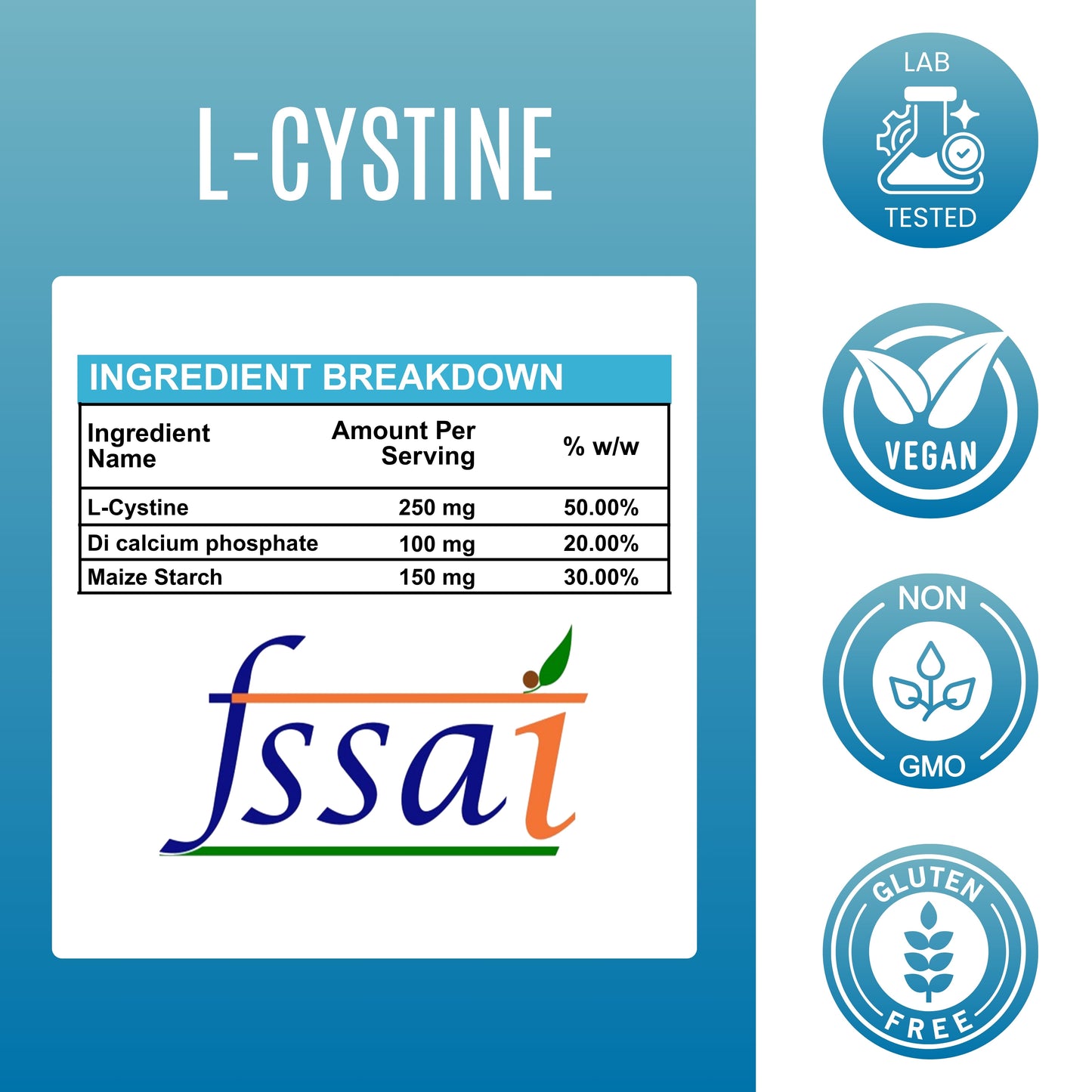 L-Cystine - 500mg Capsules