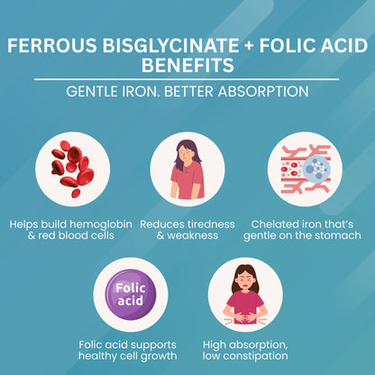 Ferrous bisglycinate + Folic acid Table - 300mg Supplement