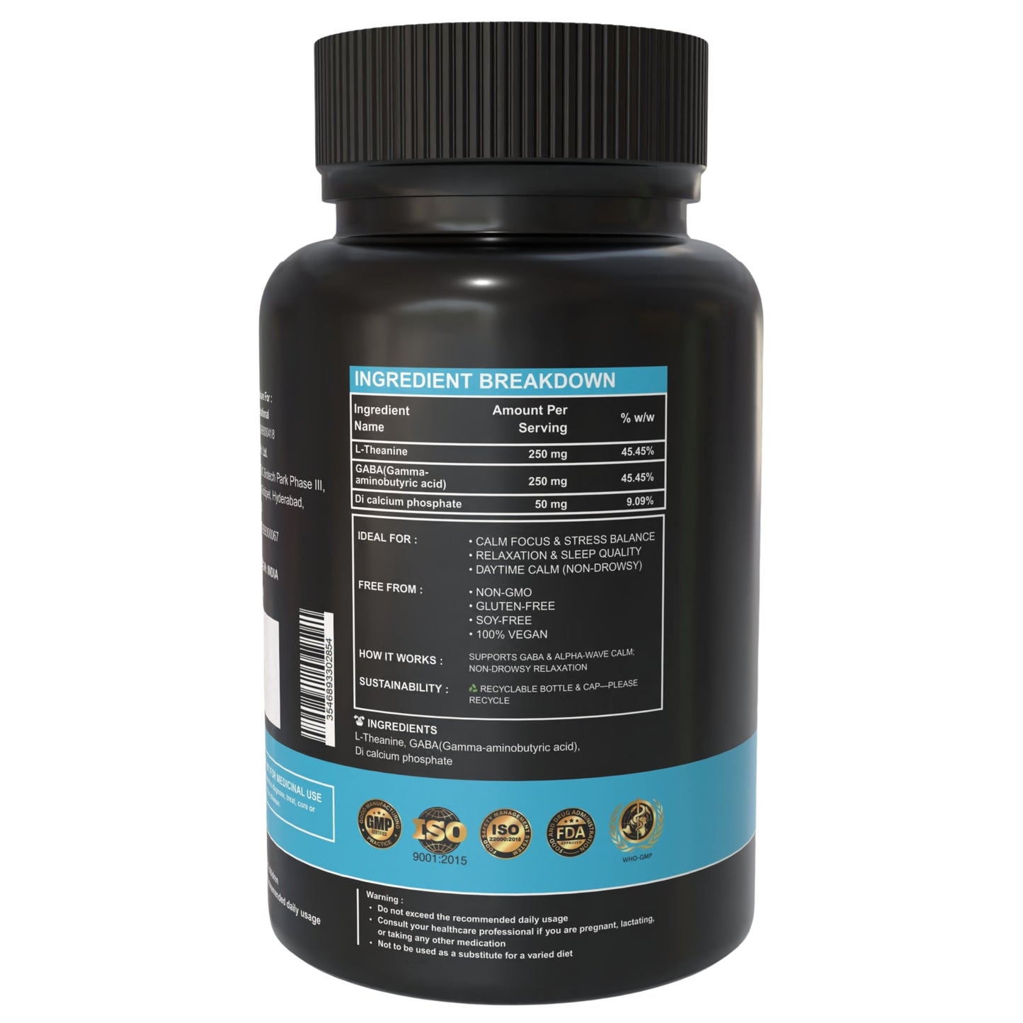 L-Theanine + GABA - 250 mg – Calm Mind & Stress Relief