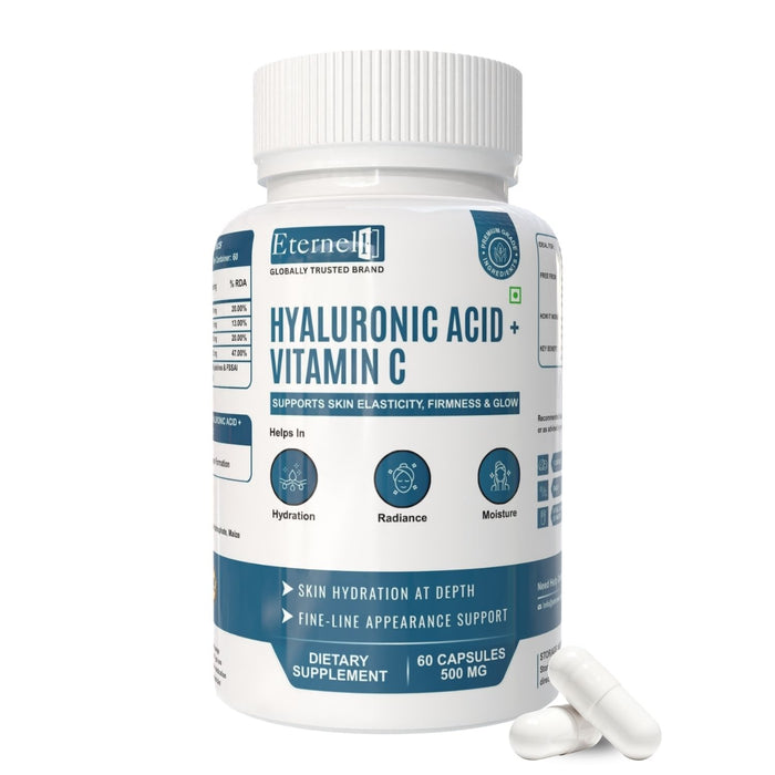Hyaluronic Acid + Vitamin C - 500 mg Skin Hydration & Glow Support