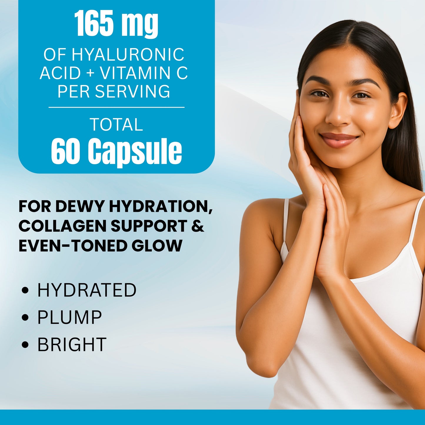 Hyaluronic Acid + Vitamin C - 500 mg Skin Hydration & Glow Support