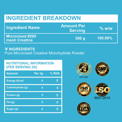 Creatine Monohydrate Powder - 300 g Strength & Performance Boost