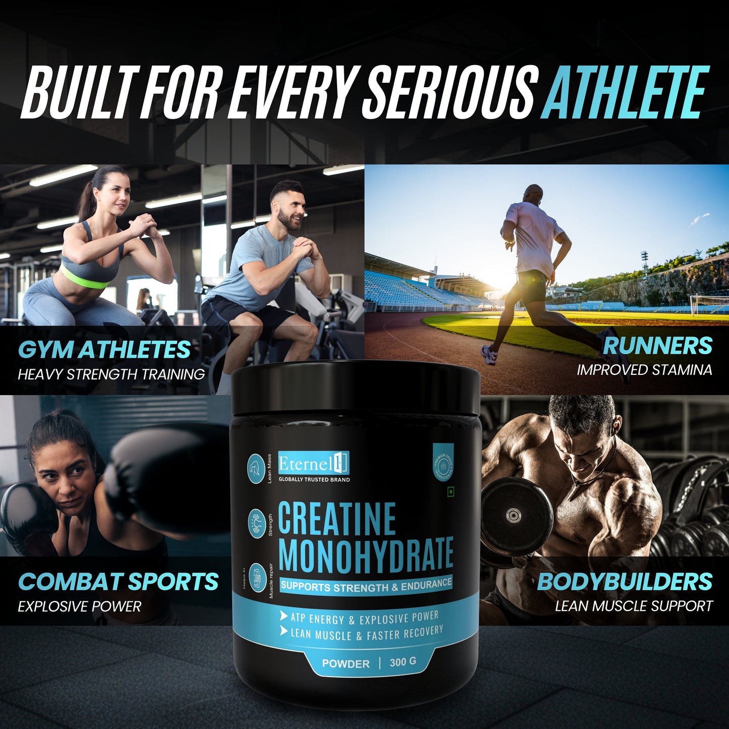 Creatine Monohydrate Powder - 300 g Strength & Performance Boost
