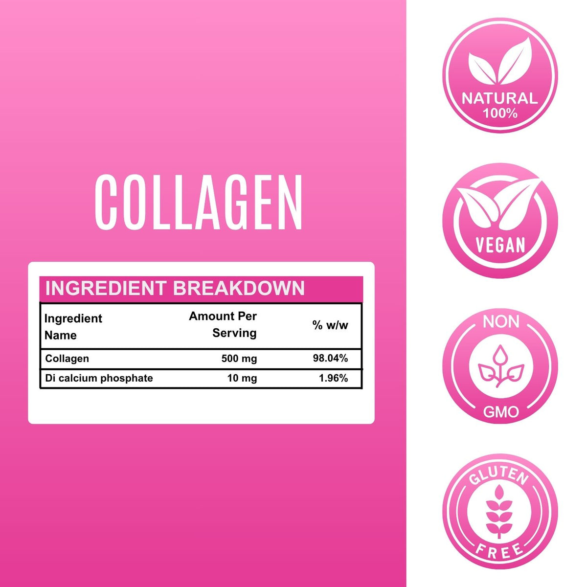 Collagen 500 mg – Skin, Hair & Anti-Aging Support