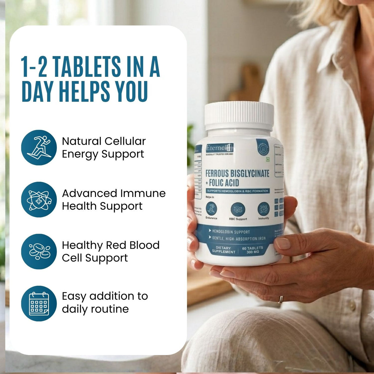 Ferrous bisglycinate + Folic acid Table - 300mg Supplement
