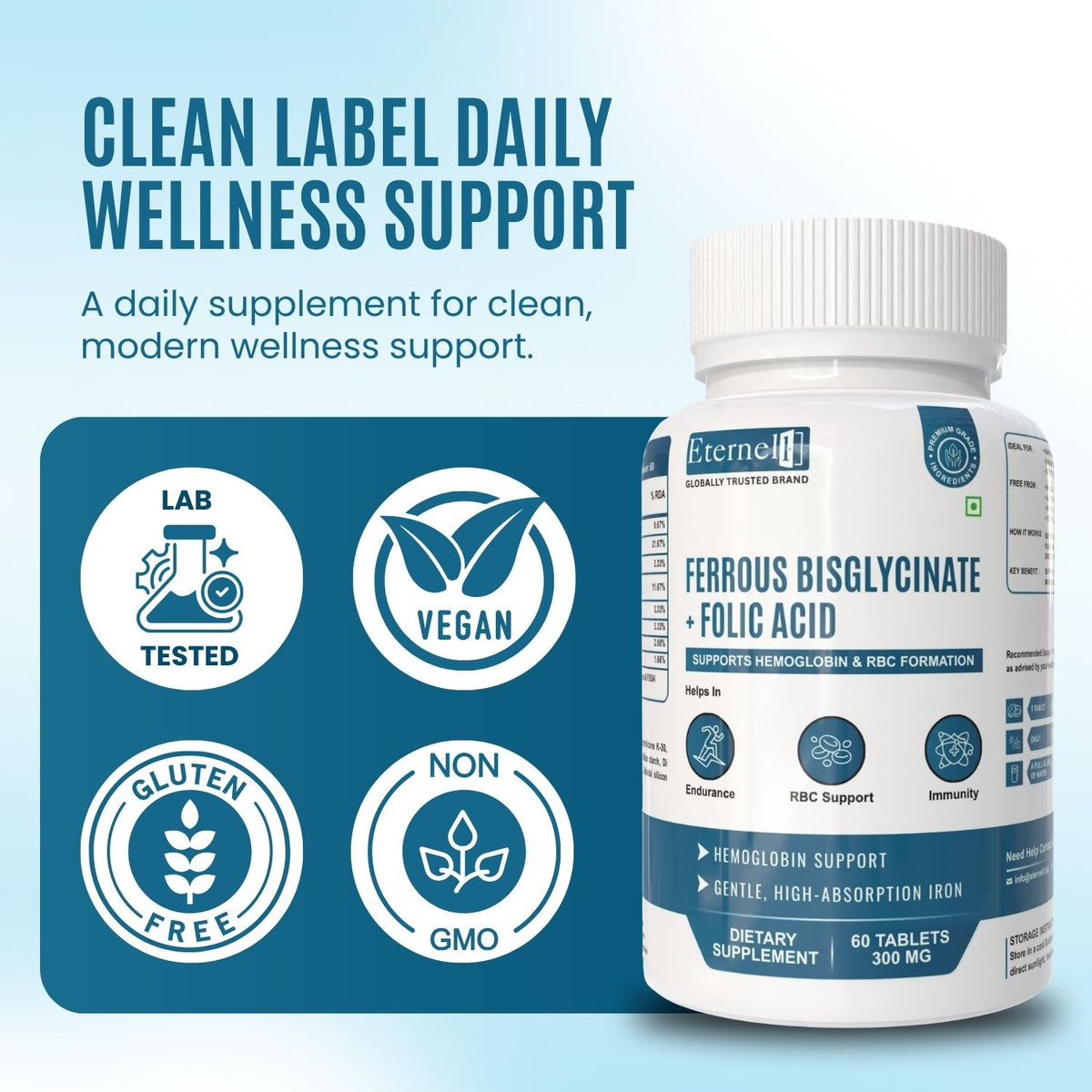 Ferrous bisglycinate + Folic acid Table - 300mg Supplement