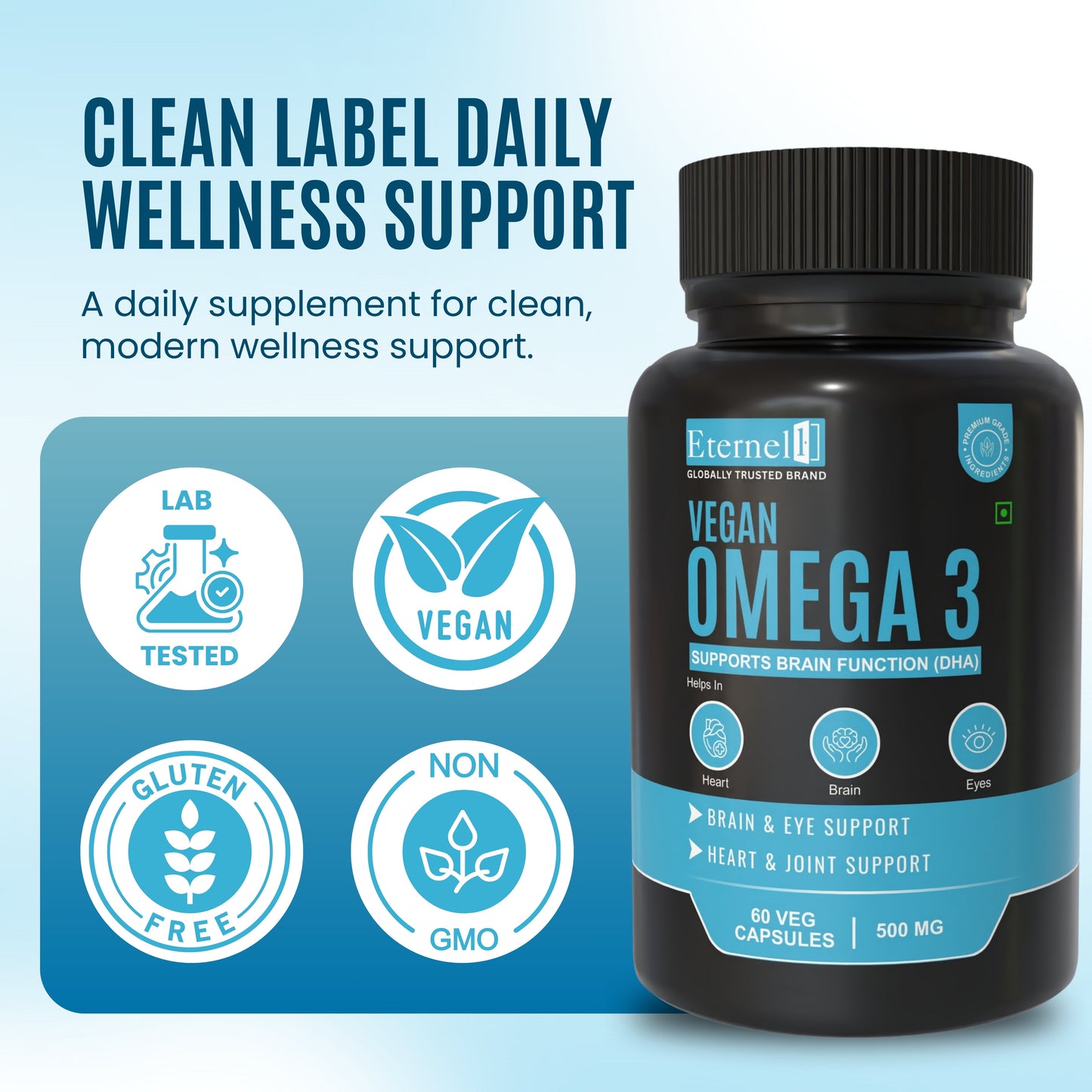 Vegan Omega-3 Veg Capsules 500 mg – Plant-Based Heart Support