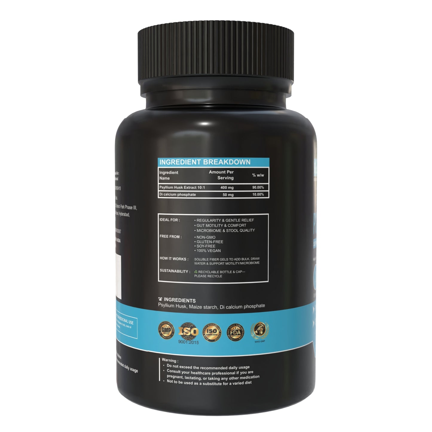 Psyllium Husk 500 mg – Constipation & Gut Health Support