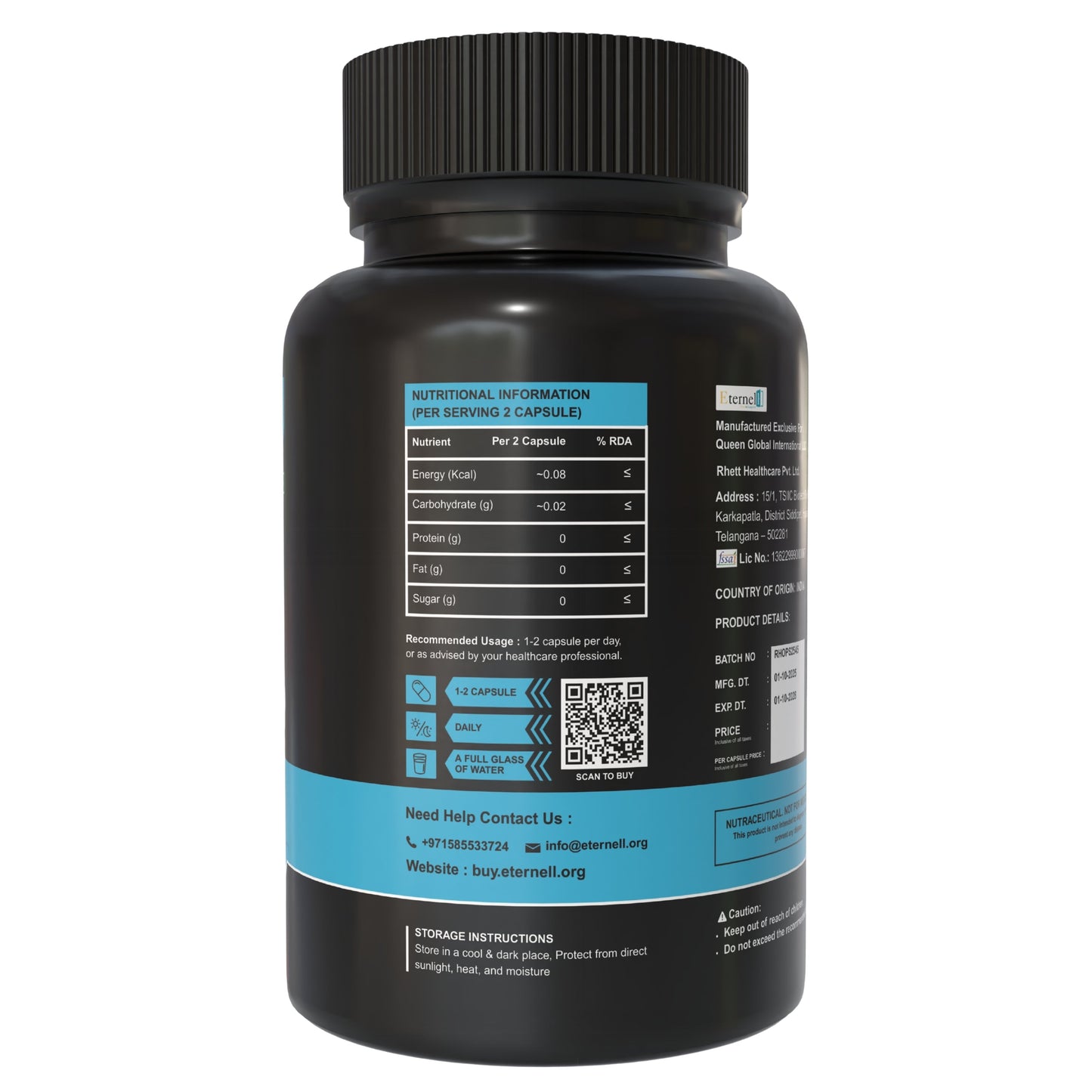 Magnesium Citrate Capsules 500 mg– Absorption & Digestive Support