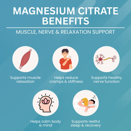 Magnesium Citrate Capsules 500 mg– Absorption & Digestive Support