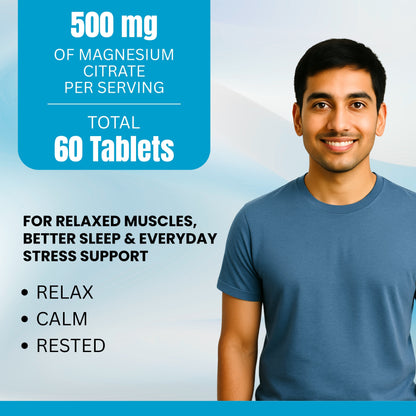 Magnesium Citrate Capsules 500 mg– Absorption & Digestive Support