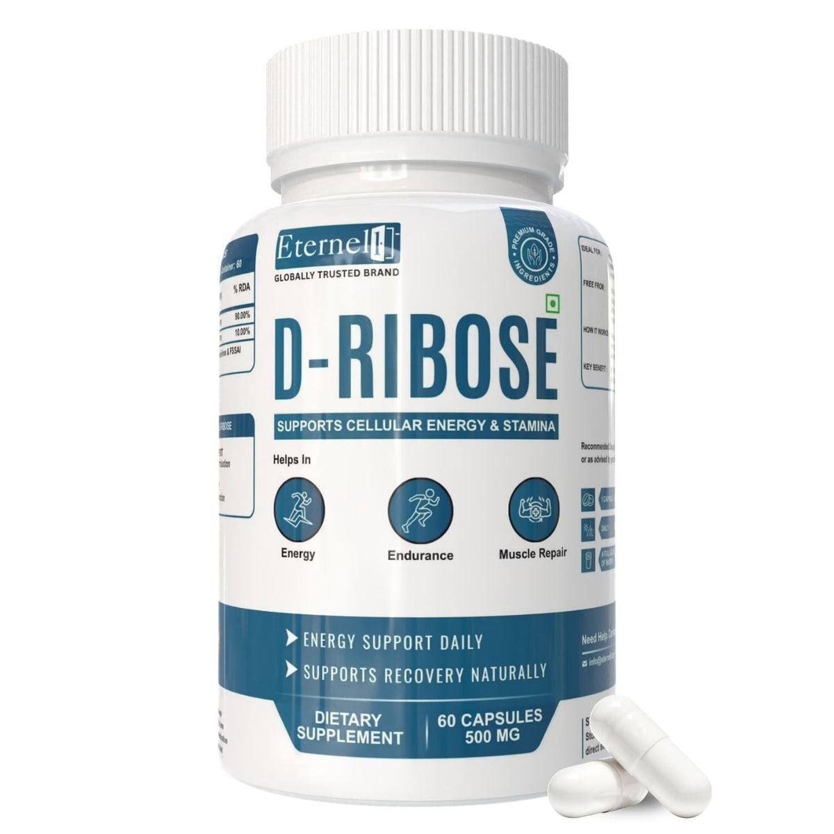 D-Ribose Capsules  500 mg – Cellular Energy & Recovery Support