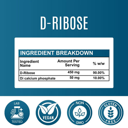 D-Ribose Capsules  500 mg – Cellular Energy & Recovery Support